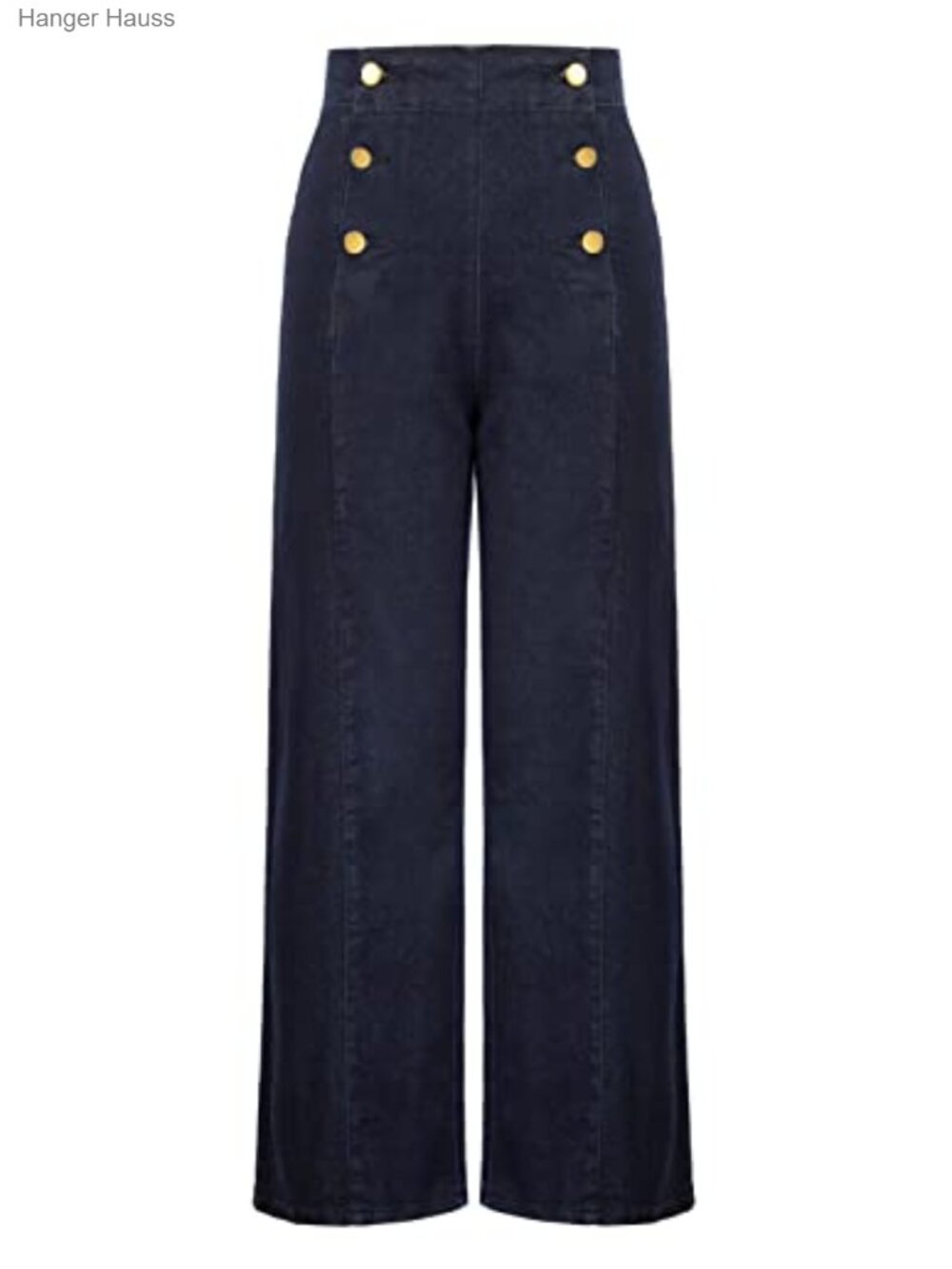 Belle Poque High Waisted Button Wide Leg Sailor Jeans